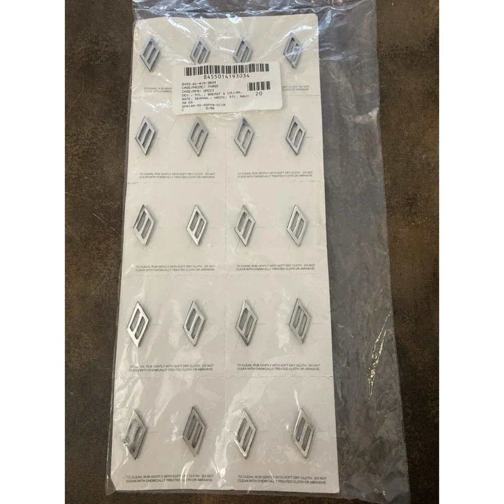 Pack Of 20 - US Navy Seaman Grade Breast & Collar Insignias - Silver Tone - New